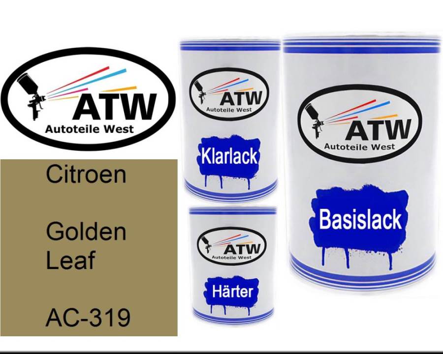 Citroen, Golden Leaf, AC-319: 500ml Lackdose + 500ml Klarlack + 250ml Härter - Set, von ATW Autoteile West.